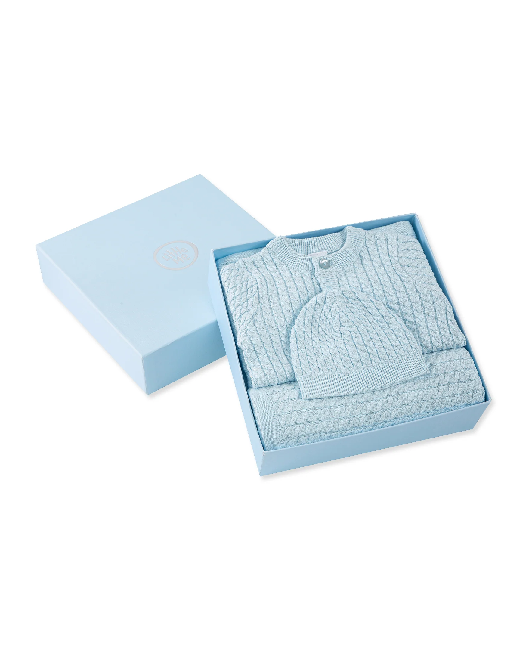 Blue Cable Sweater & Blanket Gift Box - Image 5